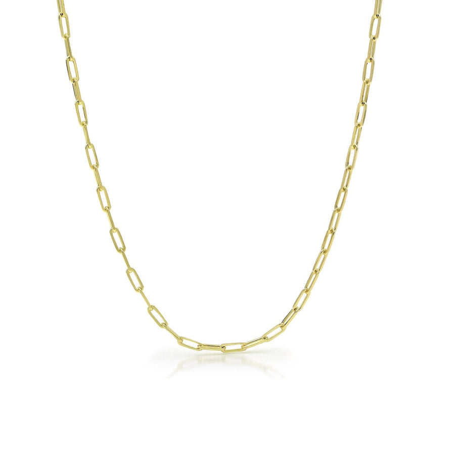 Paper Clip Yellow Gold Necklace - 18 Inch