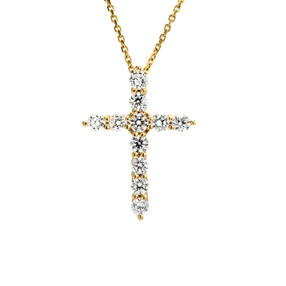 0.50ctw Diamond Cross Yellow Gold Necklace