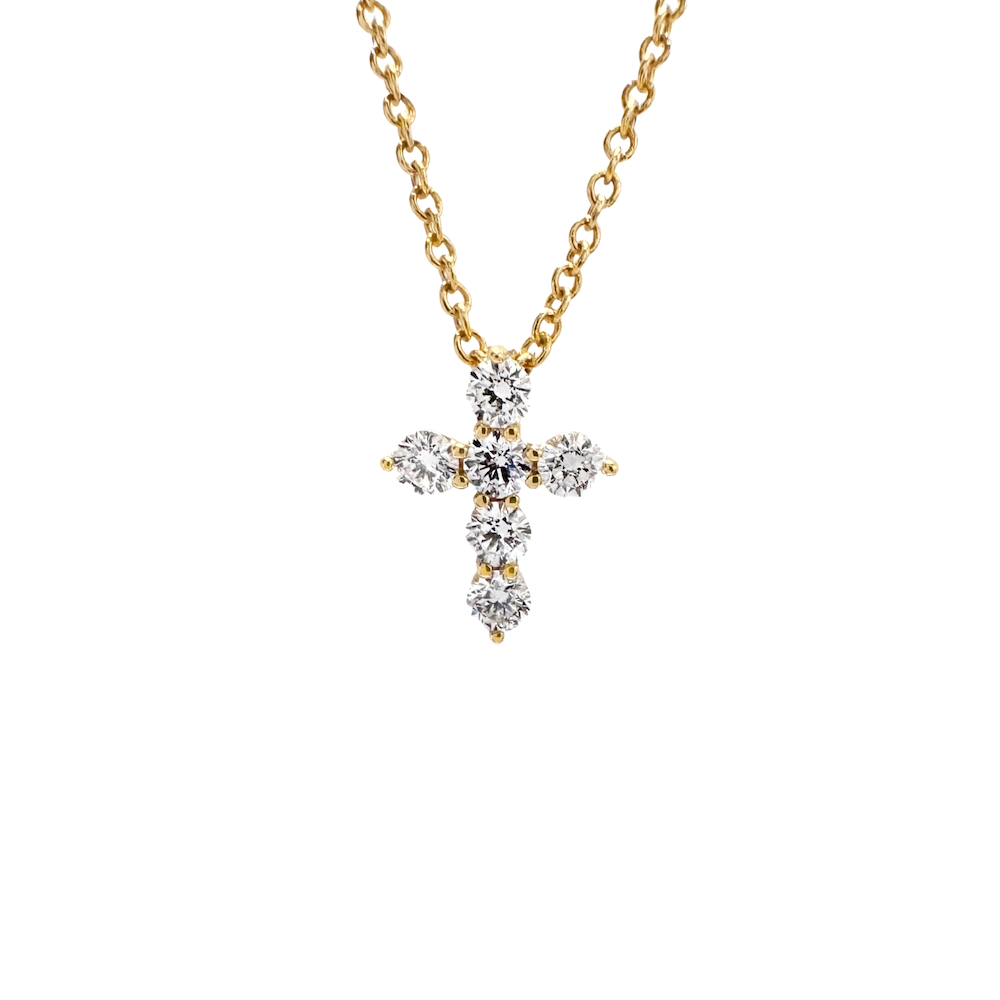 0.15ctw Diamond Cross Yellow Gold Necklace