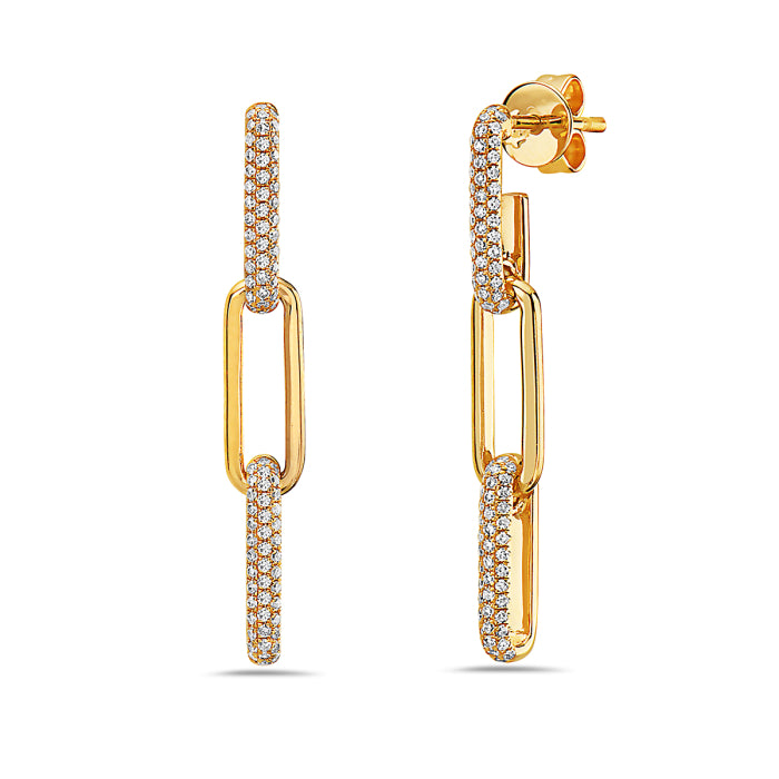 0.39ctw Diamond Paperclip 14kt Yellow Gold Earrings