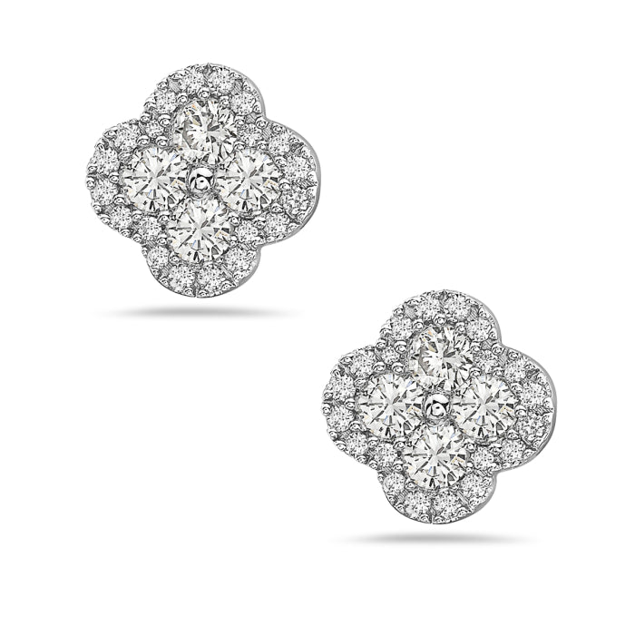 0.71ctw Diamond Clover Cluster Earrings