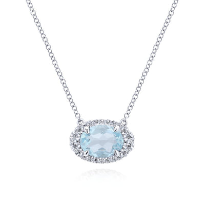 Gemstone & Diamond White Gold Necklace