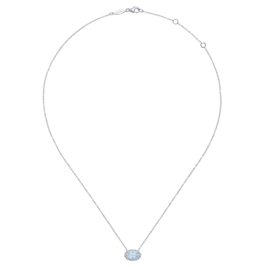 Gemstone & Diamond White Gold Necklace