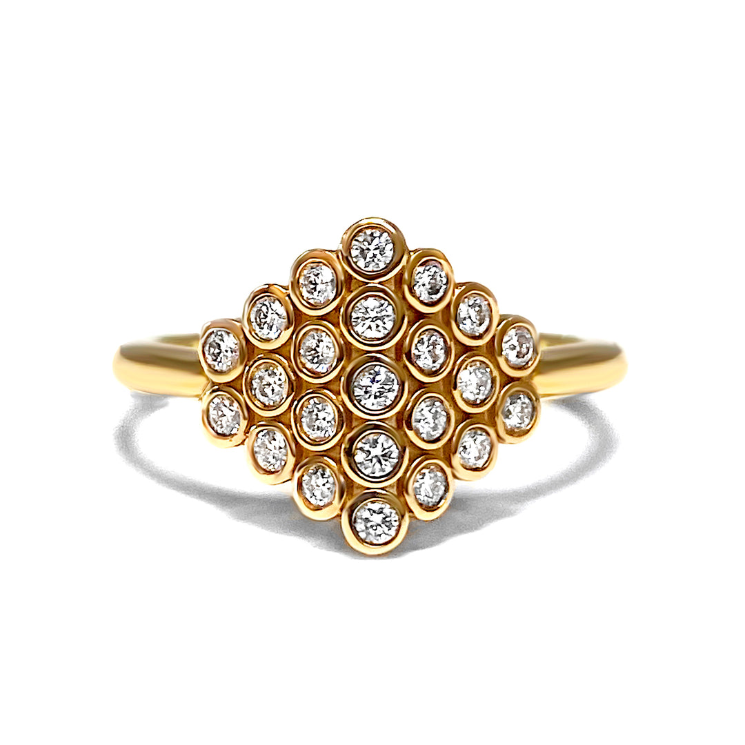 Diamond Geometric Cluster Yellow Gold Ring