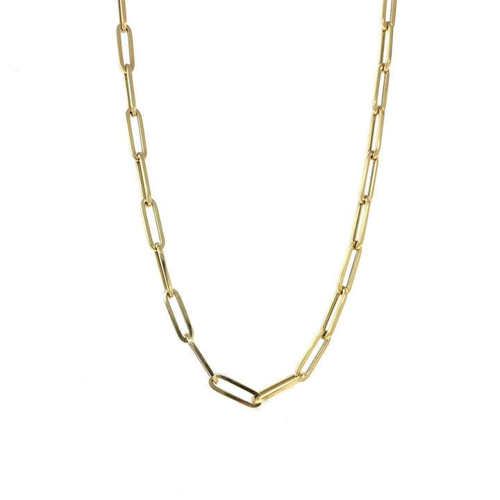 Paper Clip Yellow Gold Necklace - 20 Inch